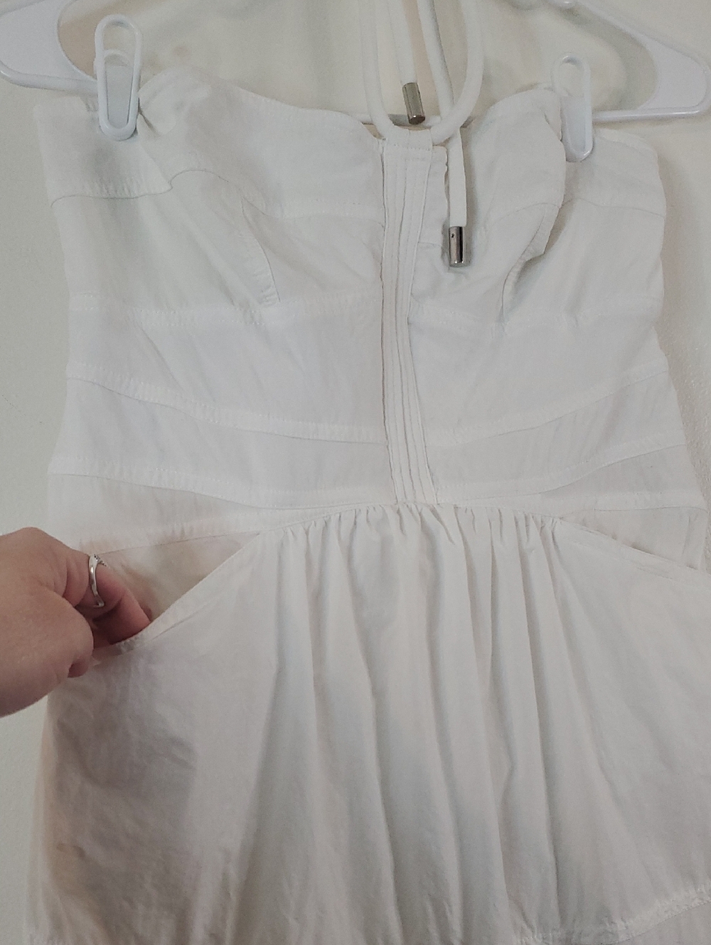 Mare Mare × Anthropologie Strapless White Halter Midi Dress Size Med Elegant - Picture 5 of 16